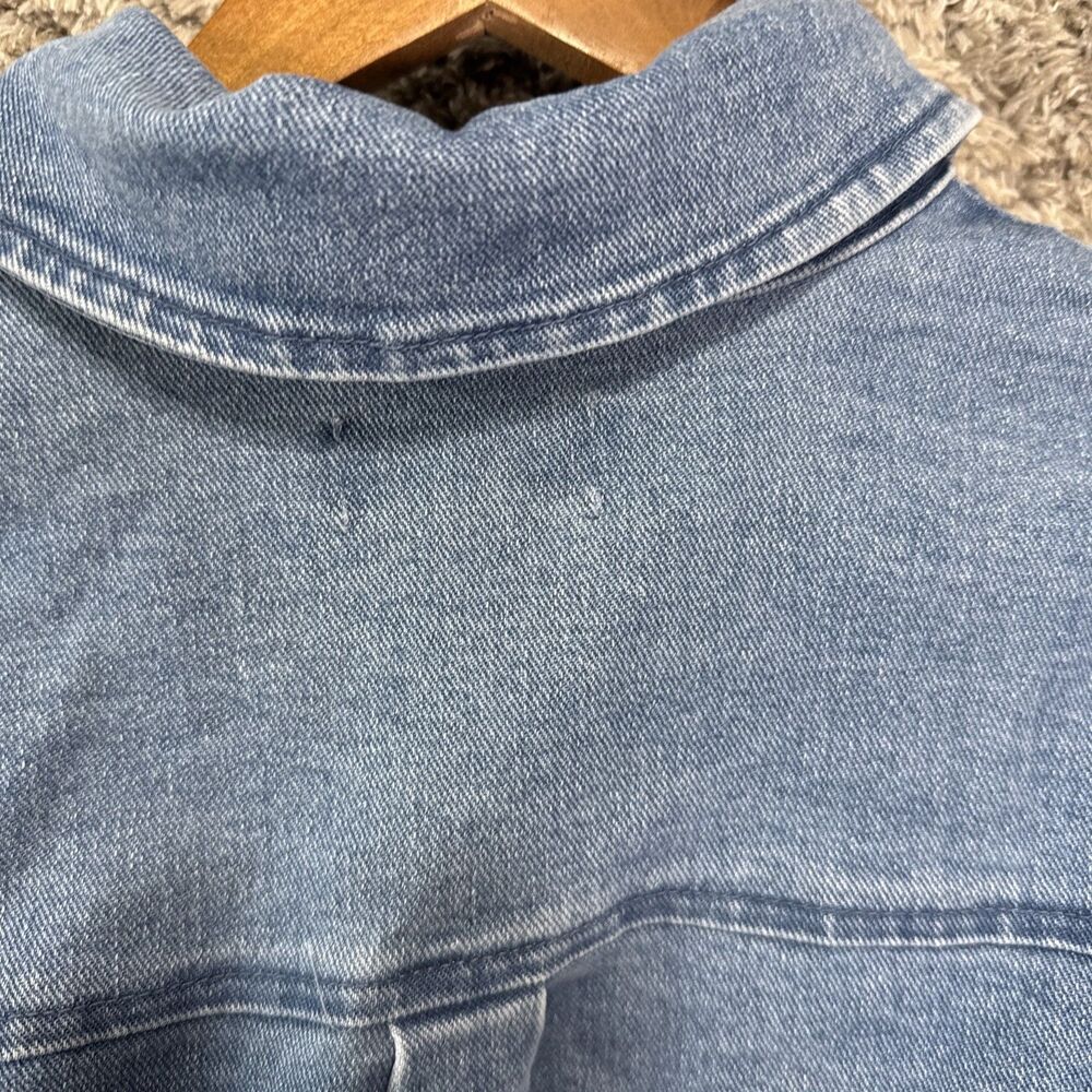 Bagatelle Collection Denim Puff Sleeve Shirt Jacket Medium Collared Snap Button - Picture 11 of 11